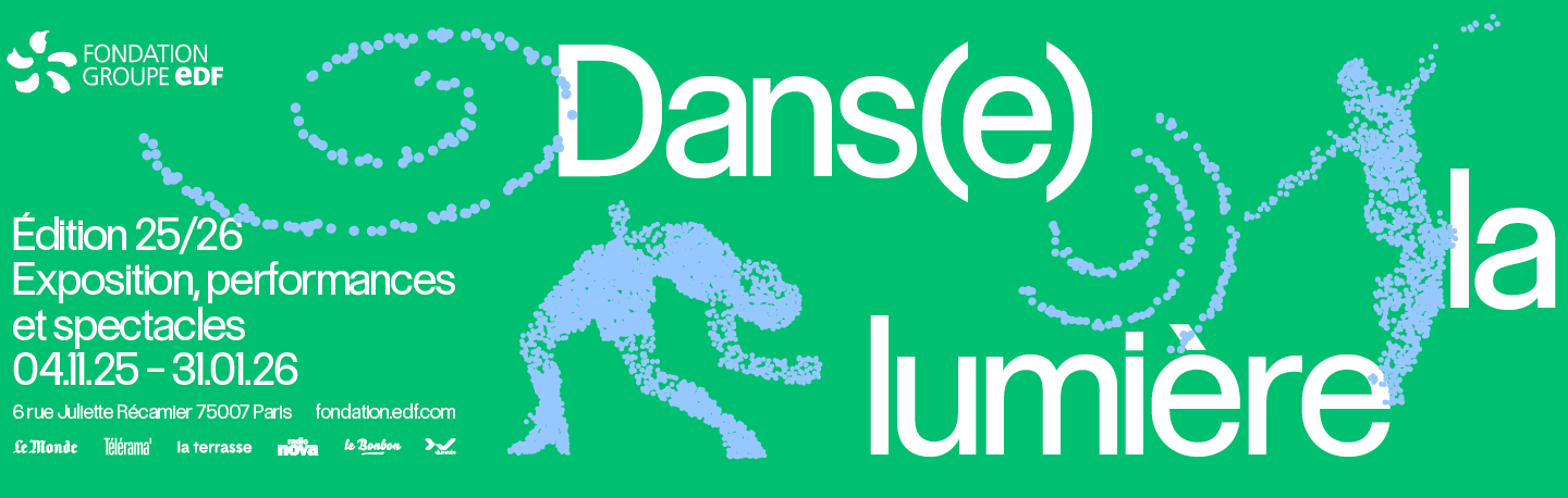 Bannière de la saison "Dans(e) la lumière 2025-2026" une exposition et des évènements de danses à Paris