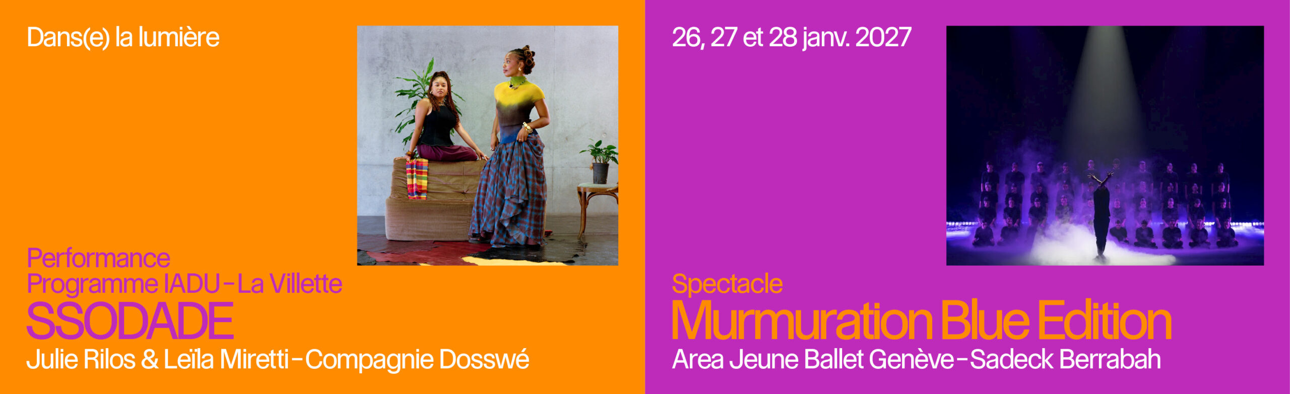 Bannière avec les visuels des deux représentations.